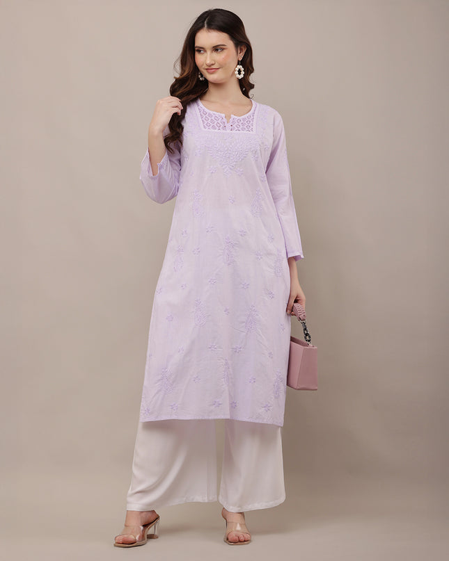 Women Chikankari Embroidered Straight Kurta