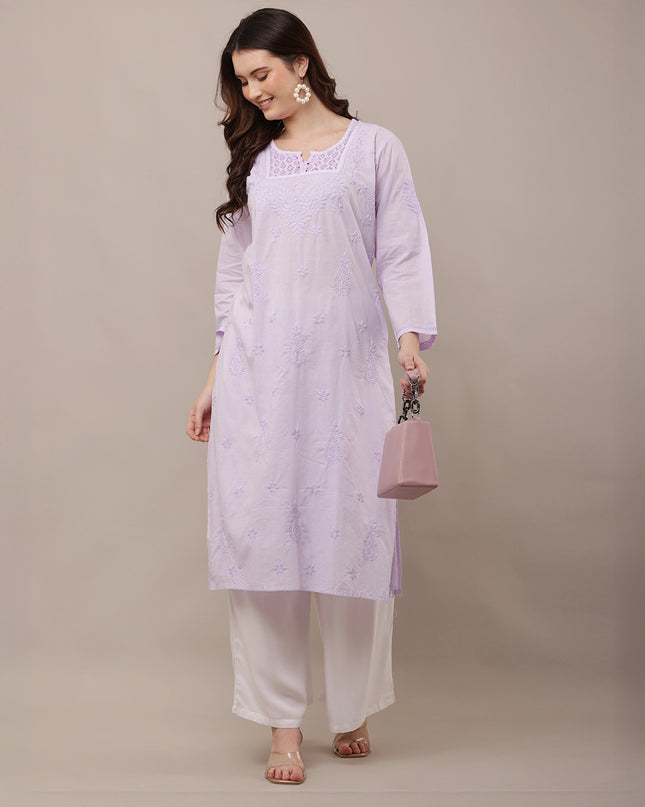 Women Chikankari Embroidered Straight Kurta