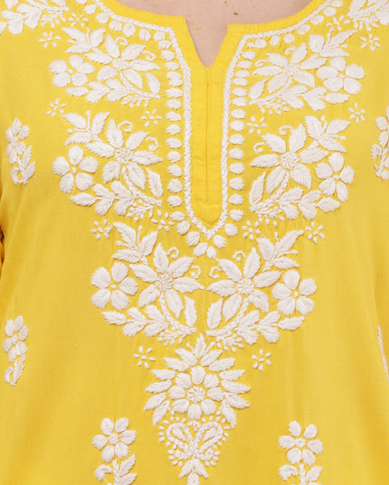 Hand-Embroidered 100% Chikan Kari Ethnic Kurti