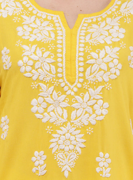 Hand-Embroidered 100% Chikankari Ethnic Kurti