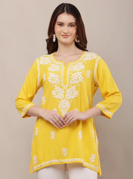 Hand-Embroidered 100% Chikankari Ethnic Kurti