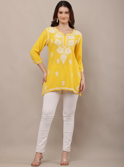 Hand-Embroidered 100% Chikankari Ethnic Kurti