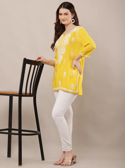 Hand-Embroidered 100% Chikankari Ethnic Kurti
