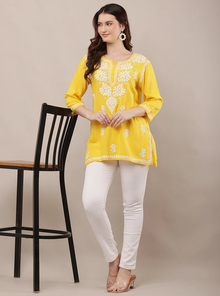 Hand-Embroidered 100% Chikankari Ethnic Kurti