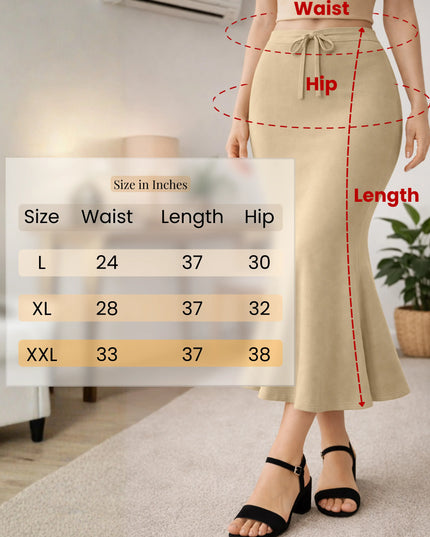 Saree Shapewear Petticoat for Women, Stretchable Cotton Blend