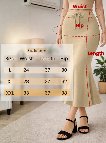 Saree Shapewear Petticoat for Women, Stretchable Cotton Blend