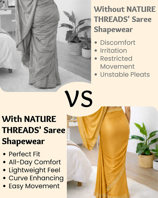 Saree Shapewear Petticoat for Women, Stretchable Cotton Blend