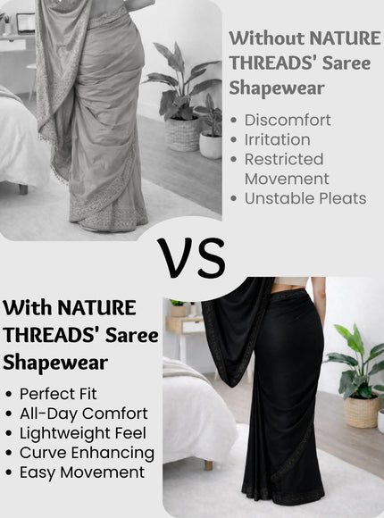 Saree Shapewear Petticoat for Women, Stretchable Cotton Blend