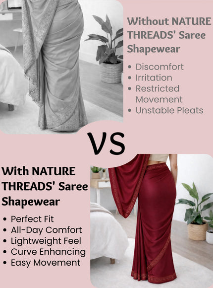 Saree Shapewear Petticoat for Women, Stretchable Cotton Blend
