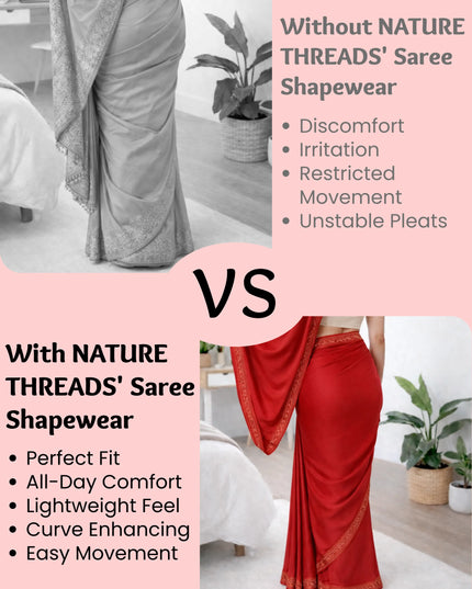 Saree Shapewear Petticoat for Women, Stretchable Cotton Blend
