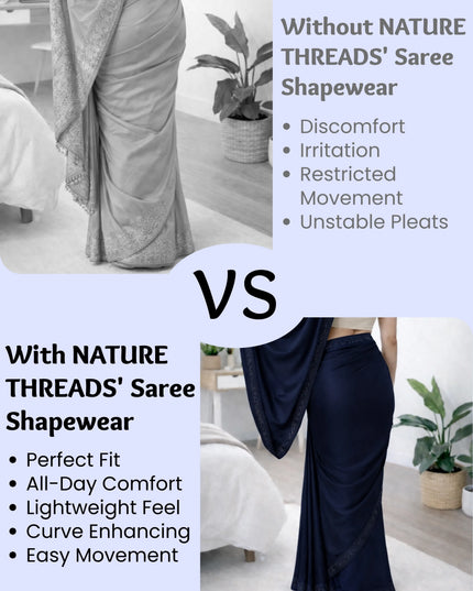 Saree Shapewear Petticoat for Women, Stretchable Cotton Blend