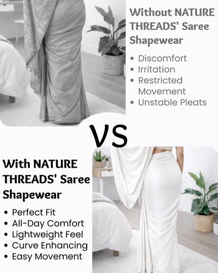 Saree Shapewear Petticoat for Women, Stretchable Cotton Blend