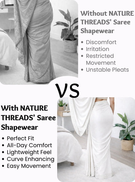 Saree Shapewear Petticoat for Women, Stretchable Cotton Blend