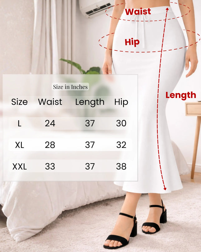 Saree Shapewear Petticoat for Women, Stretchable Cotton Blend