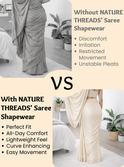 Saree Shapewear Petticoat for Women, Stretchable Cotton Blend