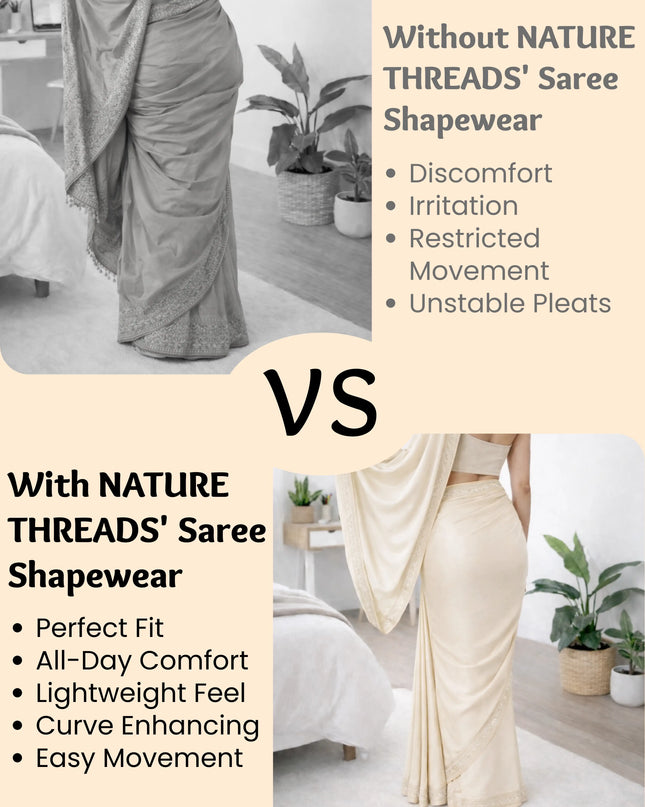 Saree Shapewear Petticoat for Women, Stretchable Cotton Blend