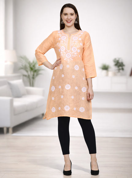 Lucknow Chikankari Regular Wear Khadi Cotton Kurti