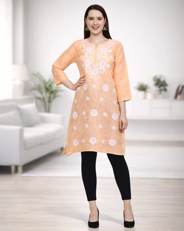 Lucknow Chikankari Regular Wear Khadi Cotton Kurti