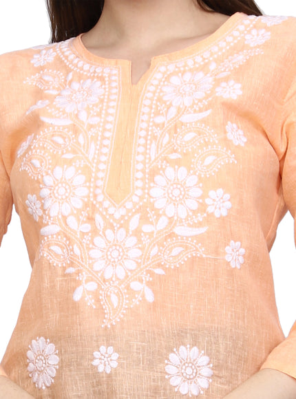 Lucknow Chikankari Regular Wear Khadi Cotton Kurti