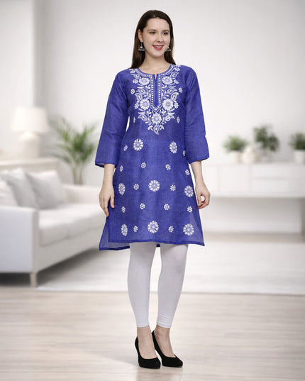 Lucknow Chikankari Regular Wear Khadi Cotton Kurti