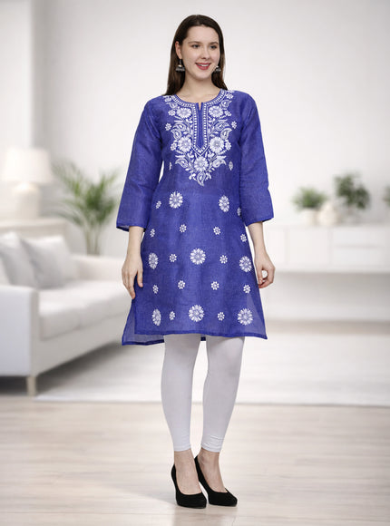 Lucknow Chikankari Regular Wear Khadi Cotton Kurti