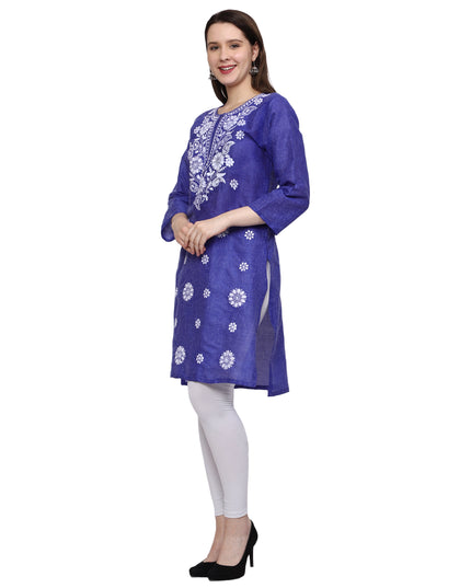Lucknow Chikankari Regular Wear Khadi Cotton Kurti