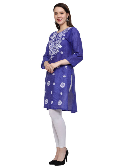 Lucknow Chikankari Regular Wear Khadi Cotton Kurti