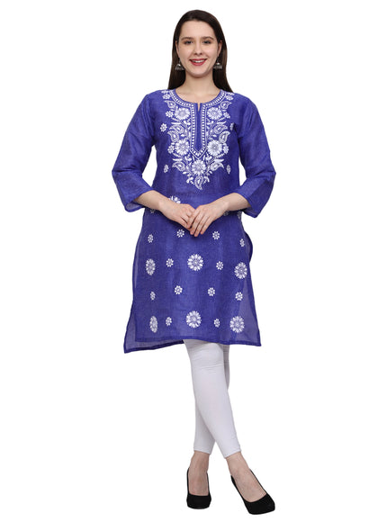Lucknow Chikankari Regular Wear Khadi Cotton Kurti