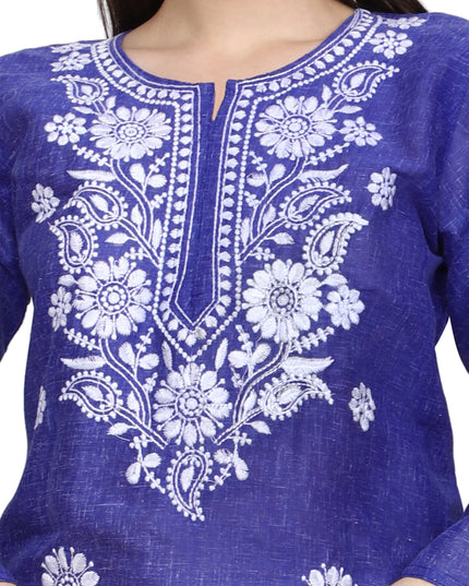Lucknow Chikankari Regular Wear Khadi Cotton Kurti