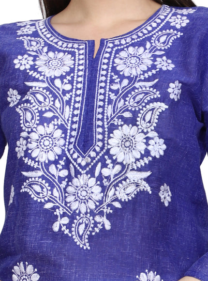 Lucknow Chikankari Regular Wear Khadi Cotton Kurti