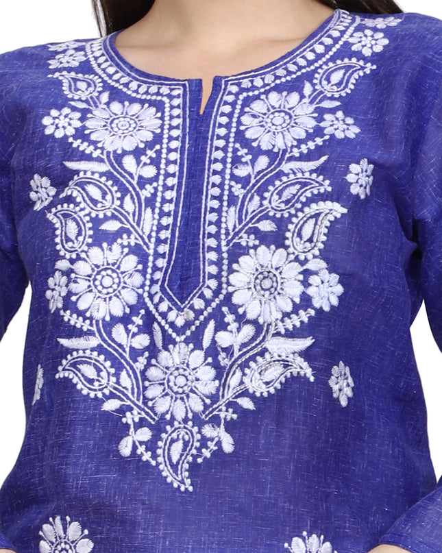Lucknow Chikankari Regular Wear Khadi Cotton Kurti
