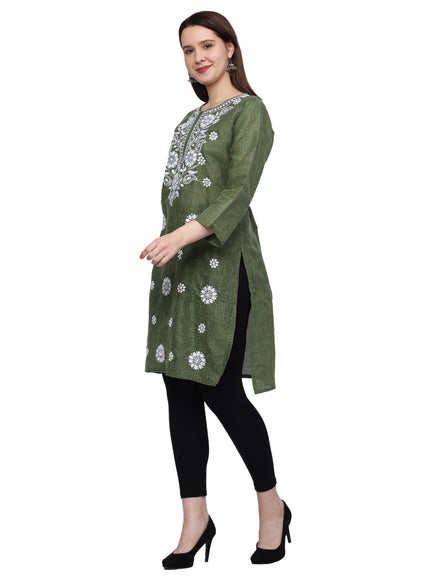 Lucknow Chikankari Regular Wear Khadi Cotton Kurti
