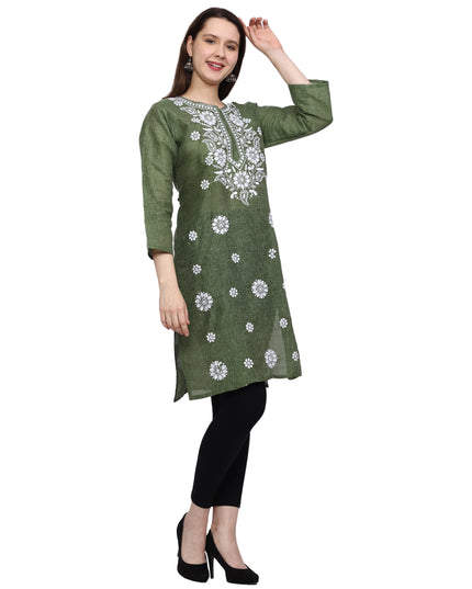 Lucknow Chikankari Regular Wear Khadi Cotton Kurti