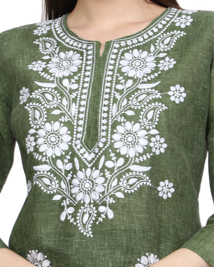 Lucknow Chikankari Regular Wear Khadi Cotton Kurti