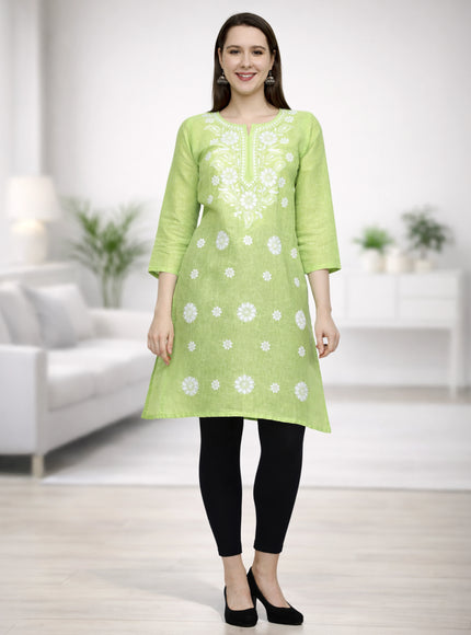 Lucknow Chikankari Regular Wear Khadi Cotton Kurti