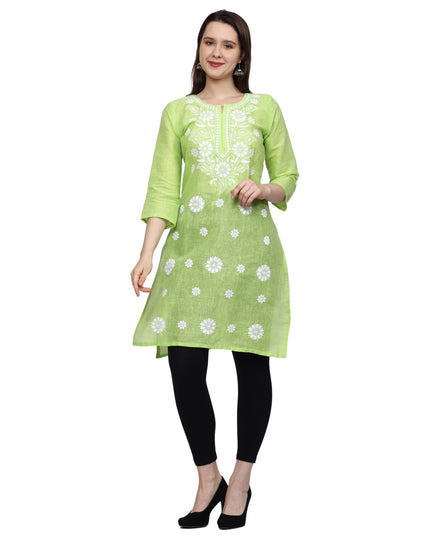 Lucknow Chikankari Regular Wear Khadi Cotton Kurti