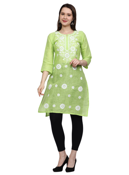 Lucknow Chikankari Regular Wear Khadi Cotton Kurti