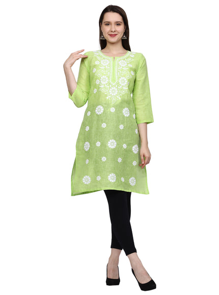 Lucknow Chikankari Regular Wear Khadi Cotton Kurti