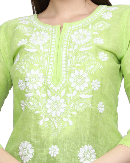 Lucknow Chikankari Regular Wear Khadi Cotton Kurti