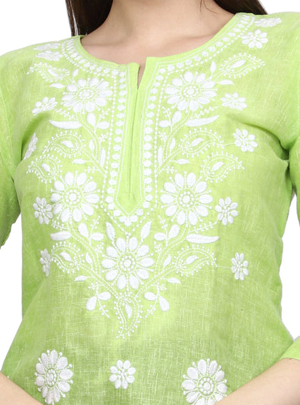 Lucknow Chikankari Regular Wear Khadi Cotton Kurti