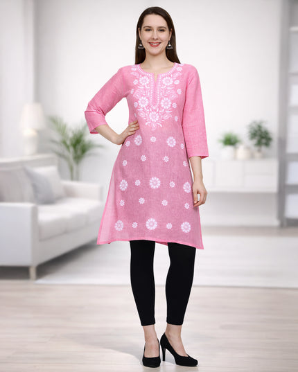 Lucknow Chikankari Regular Wear Khadi Cotton Kurti