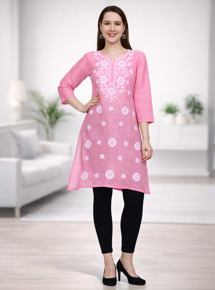 Lucknow Chikankari Regular Wear Khadi Cotton Kurti