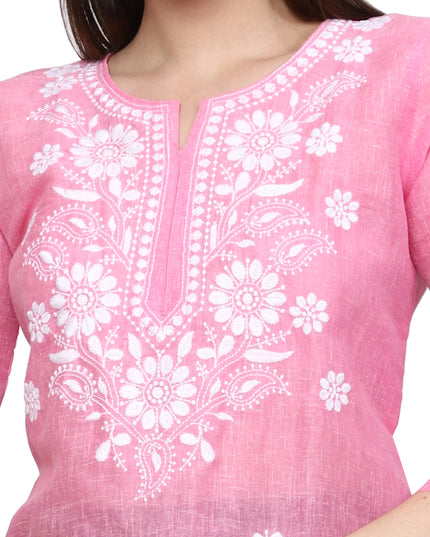 Lucknow Chikankari Regular Wear Khadi Cotton Kurti