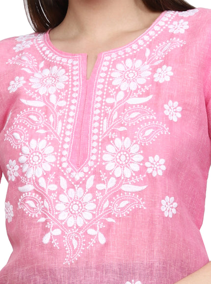 Lucknow Chikankari Regular Wear Khadi Cotton Kurti