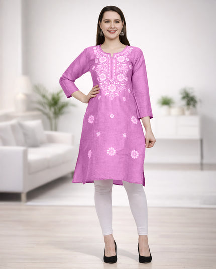 Lucknow Chikankari Regular Wear Khadi Cotton Kurti