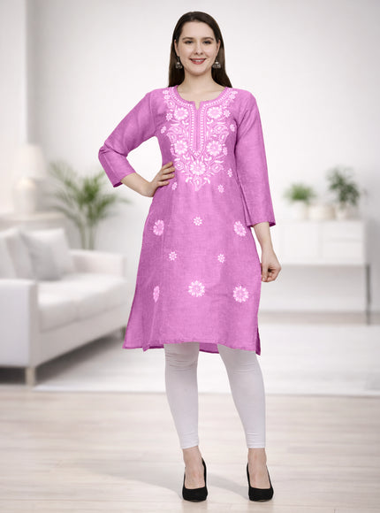 Lucknow Chikankari Regular Wear Khadi Cotton Kurti