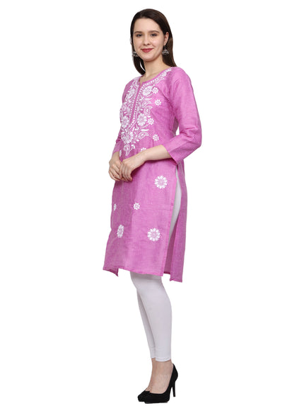 Lucknow Chikankari Regular Wear Khadi Cotton Kurti