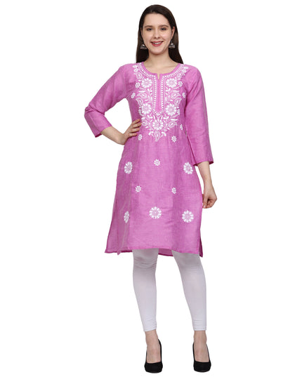 Lucknow Chikankari Regular Wear Khadi Cotton Kurti