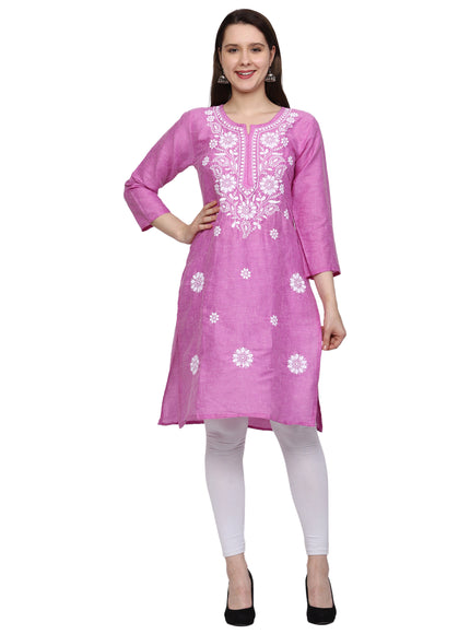 Lucknow Chikankari Regular Wear Khadi Cotton Kurti