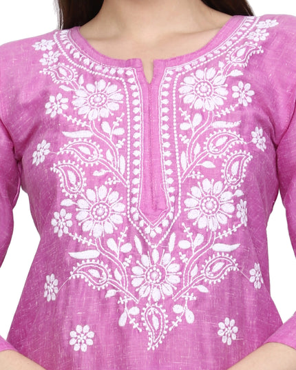 Lucknow Chikankari Regular Wear Khadi Cotton Kurti